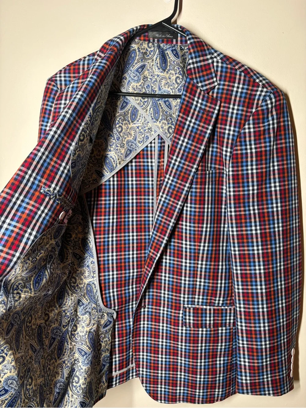 {EUC} INSERCH Men's Multicolor Check Sport Blazer - Red & Blue Plaid M